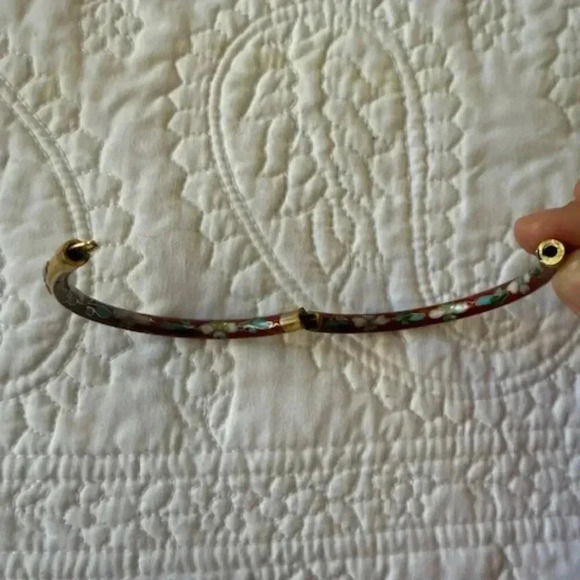 Vintage Cloisonné Hinged Bangle - Picture 3 of 6